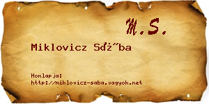 Miklovicz Sába névjegykártya